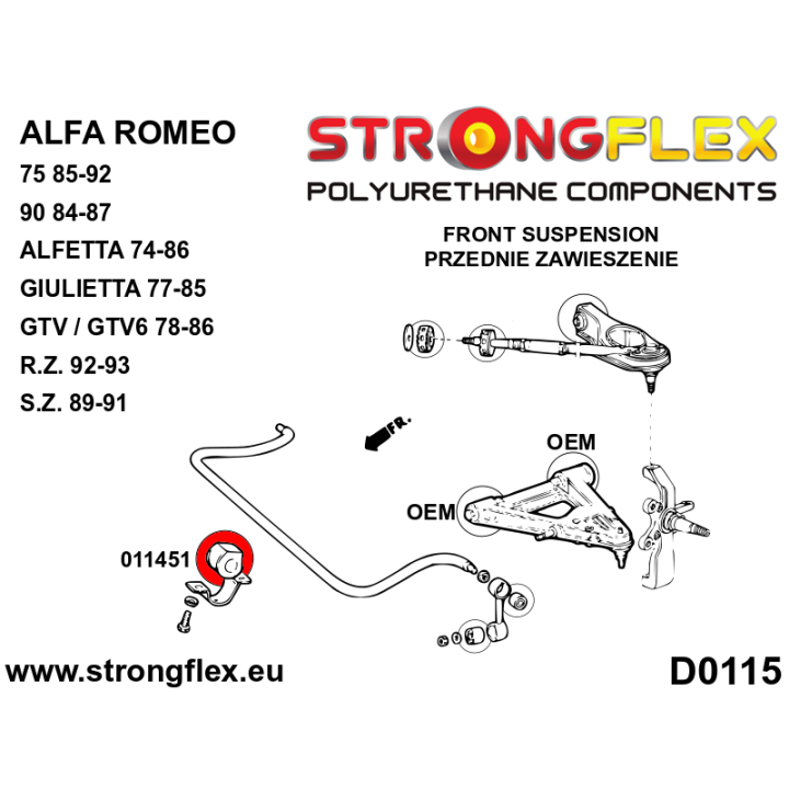 011451A: Tuleja stabilizatora przedniego SPORT Strongflex