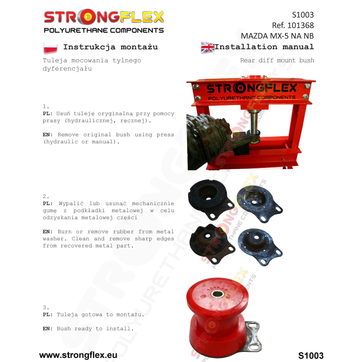 101368A: Tuleja mocowania tylnego dyferencjału SPORT Strongflex