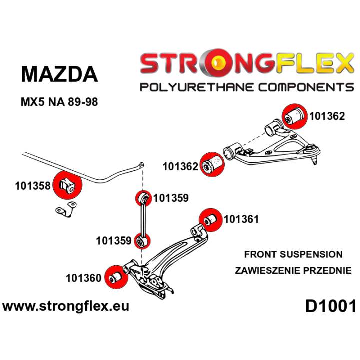 101362A: Tuleja wahacza przedniego górnego SPORT Strongflex