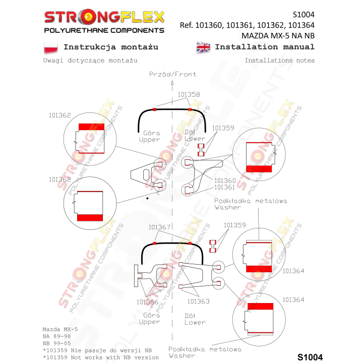 101361A: Tuleja wahacza przedniego dolnego tylna SPORT Strongflex