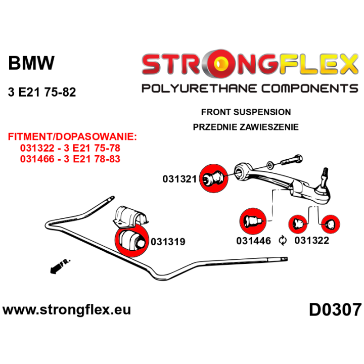 031446B: Tuleja wahacza przedniego zewnętrzna 42mm Strongflex