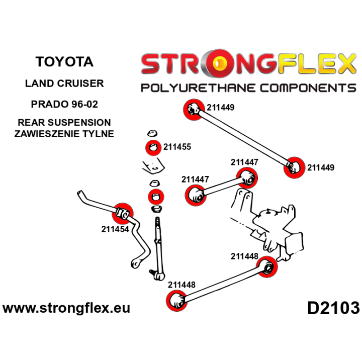 211447A: Tuleja wahacza tylnego górnego SPORT Strongflex