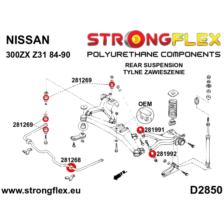 281269A: Tuleja przekładka łącznika stabilizatora tylnego SPORT Strongflex