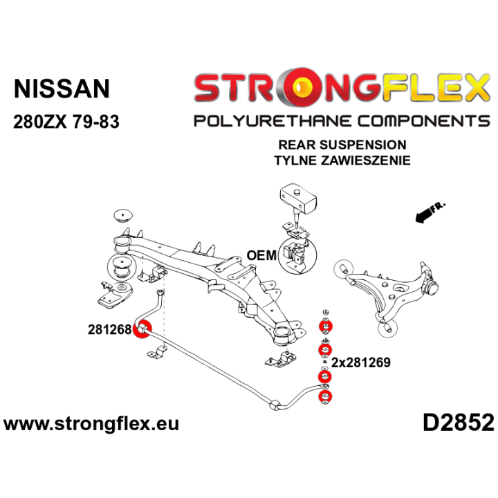 281269A: Tuleja przekładka łącznika stabilizatora tylnego SPORT Strongflex