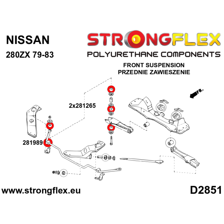 281265A: Tuleja przekładka łącznika stabilizatora przedniego SPORT Strongflex