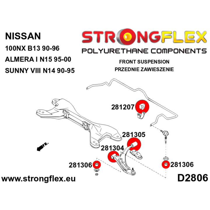 281207B: Tuleja stabilizatora przedniego Strongflex