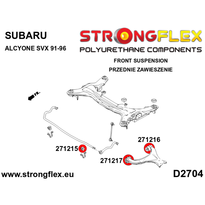 271215B: Tuleja stabilizatora przedniego 18mm Strongflex