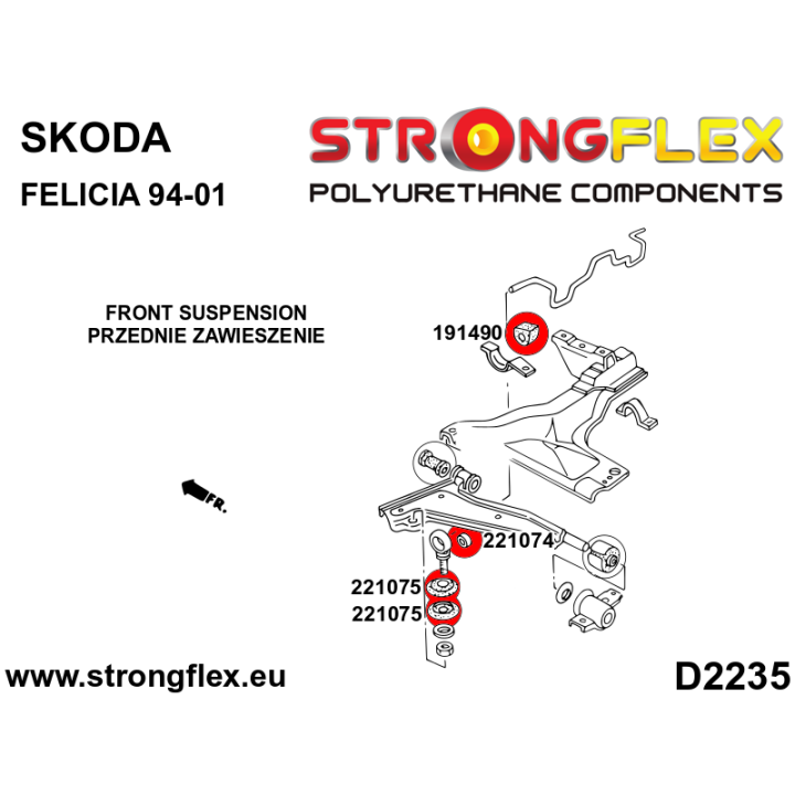 221075A: Tuleja przekładka łącznika stabilizatora SPORT Strongflex