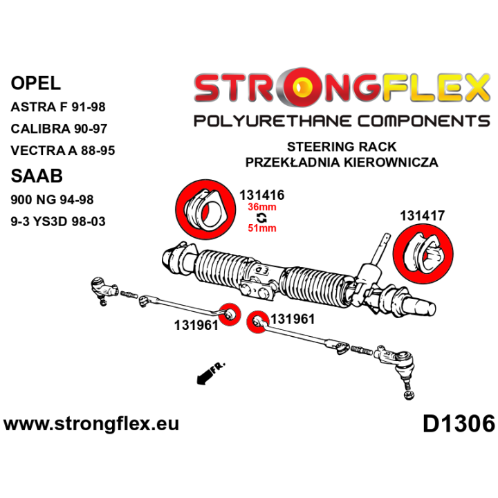 131417A: Tuleja przekładni kierowniczej lewa SPORT Strongflex