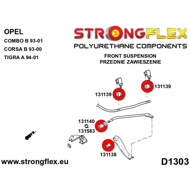 131140B: Tuleja drążka reakcyjnego 34mm Strongflex