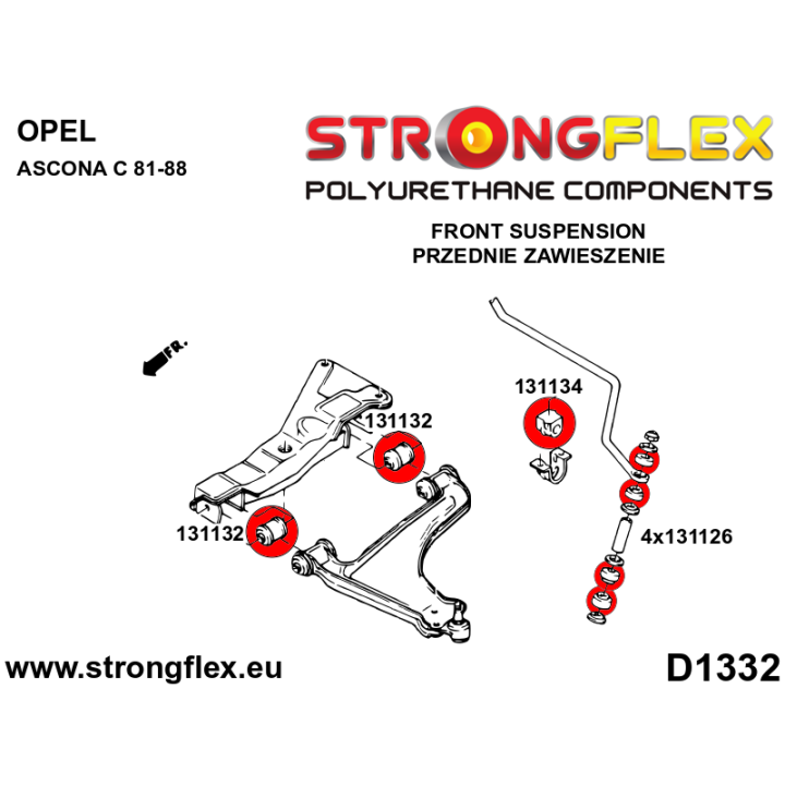131132B: Tuleja wahacza przedniego przednia Strongflex