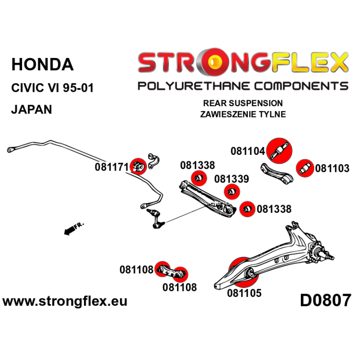 081339A: Tuleja wahacza tylnego dolnego środkowa SPORT Strongflex