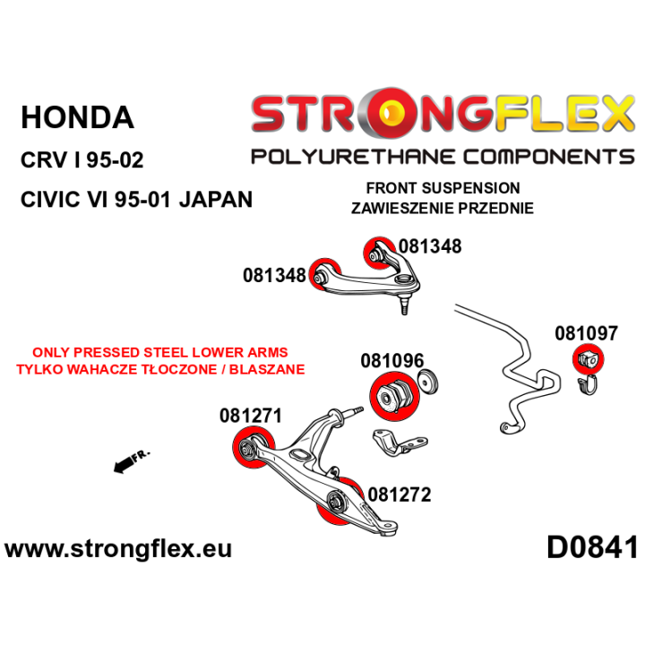 081271A: Tuleja wahacza przedniego dolnego wewnętrzna SPORT Strongflex