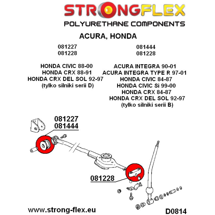 081227B: Tuleja stabilizatora drążka zmiany biegów 32mm Strongflex
