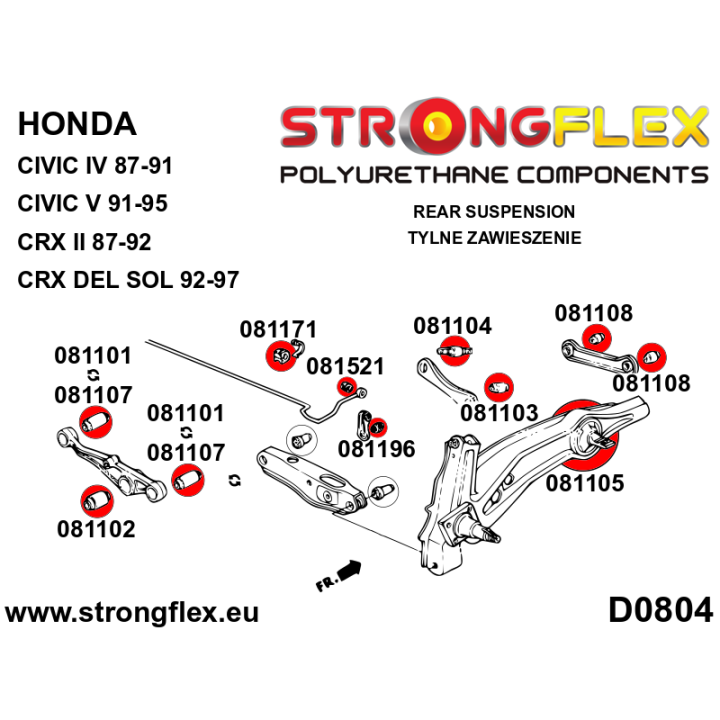 081102A: Tuleja wahacza tylnego dolnego środkowa SPORT Strongflex