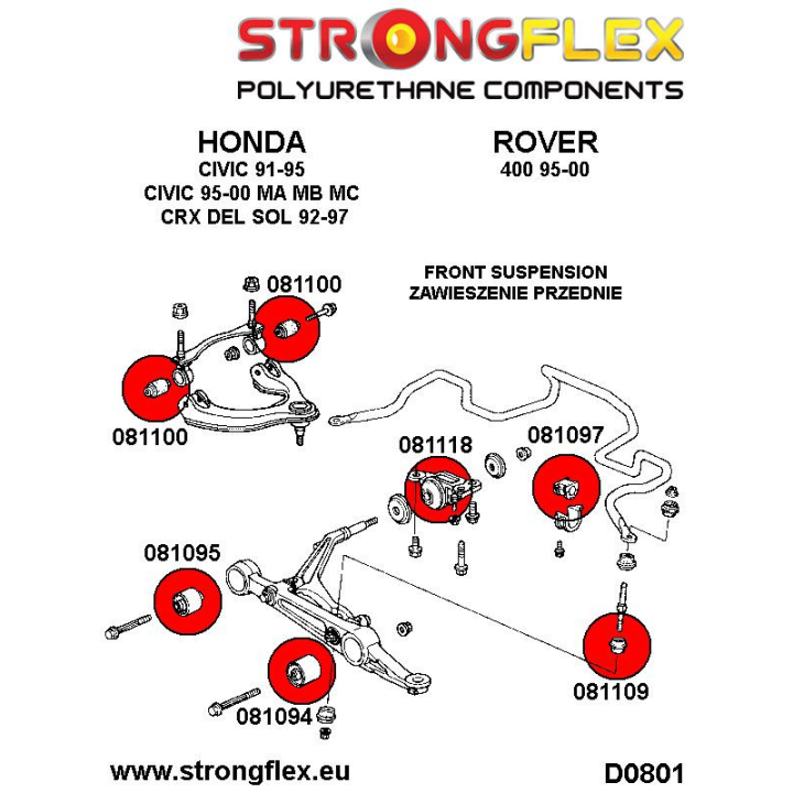081100A: Tuleja wahacza przedniego górnego SPORT Strongflex