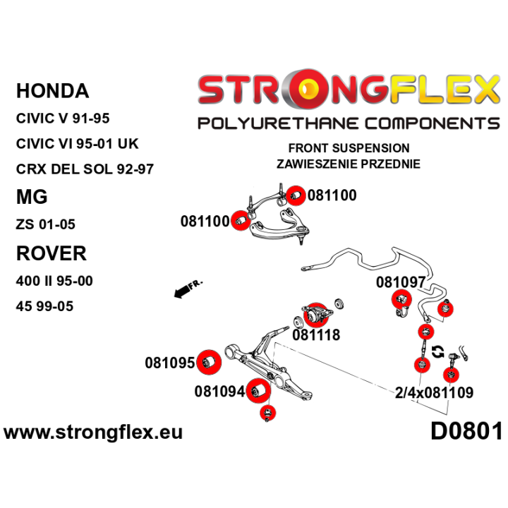 081094A: Tuleja wahacza przedniego - zewnętrzna SPORT Strongflex