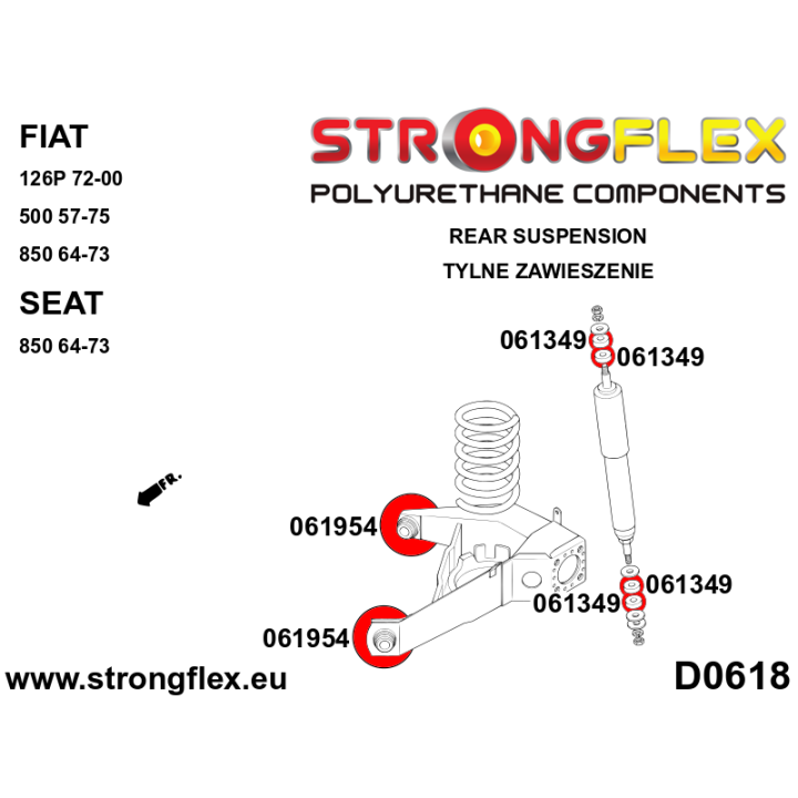 061349B: Tuleja przekładka amortyzatora przód i tył Strongflex