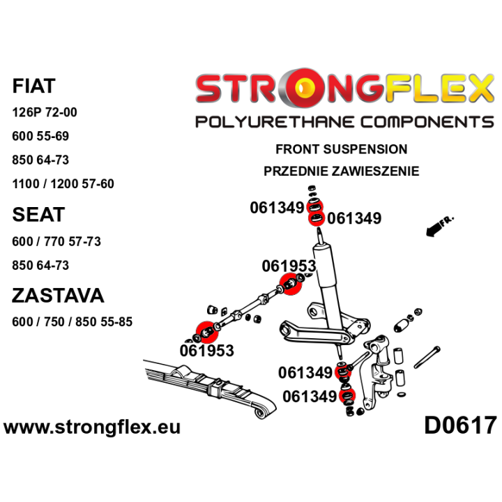 061349A: Tuleja przekładka amortyzatora przód i tył SPORT Strongflex