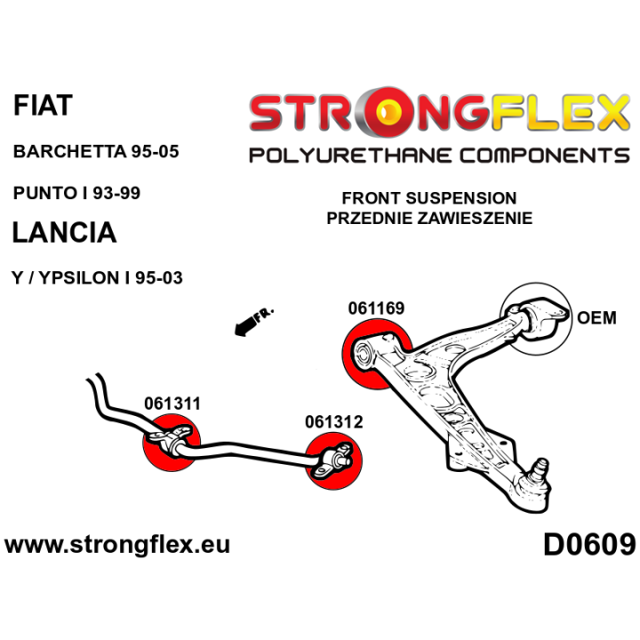 061311A: Tuleja stabilizatora przedniego - wewnętrzna SPORT Strongflex