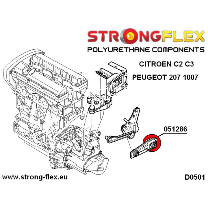 051286B: Wkładka tylnej dolnej poduszki silnika Strongflex