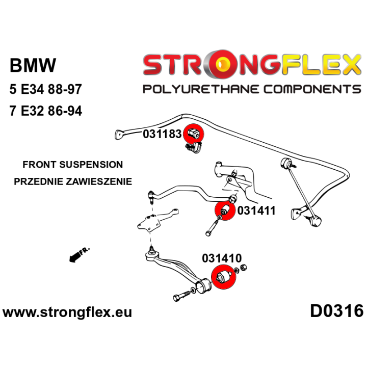 031411B: Tuleja wahacza przedniego - tylna Strongflex