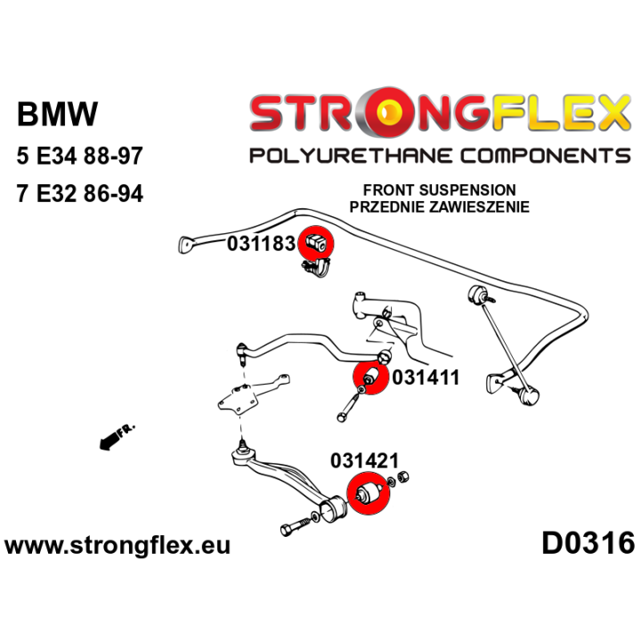 031411B: Tuleja wahacza przedniego - tylna Strongflex