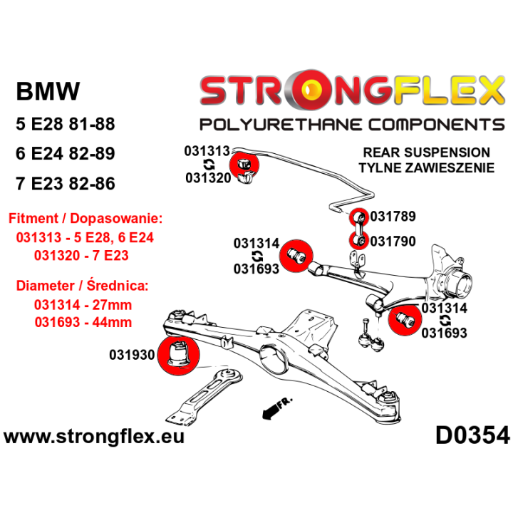 031320A: Tuleja stabilizatora przedniego / tylnego SPORT Strongflex