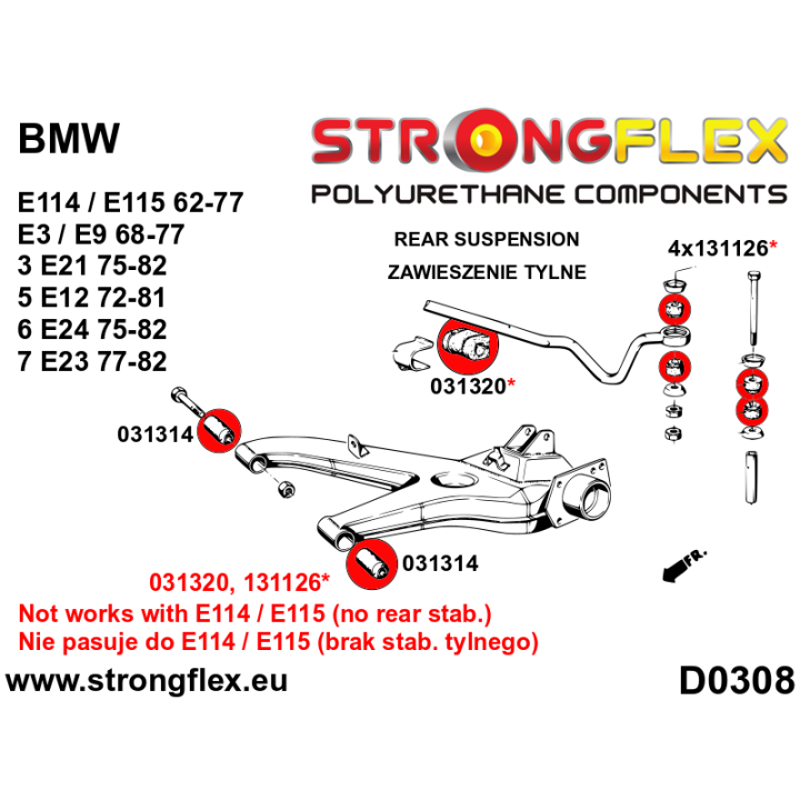 031320A: Tuleja stabilizatora przedniego / tylnego SPORT Strongflex