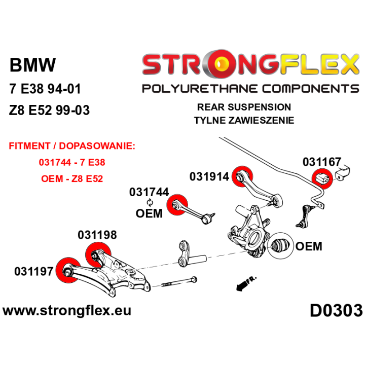 031167A: Tuleja stabilizatora przedniego / tylnego SPORT Strongflex