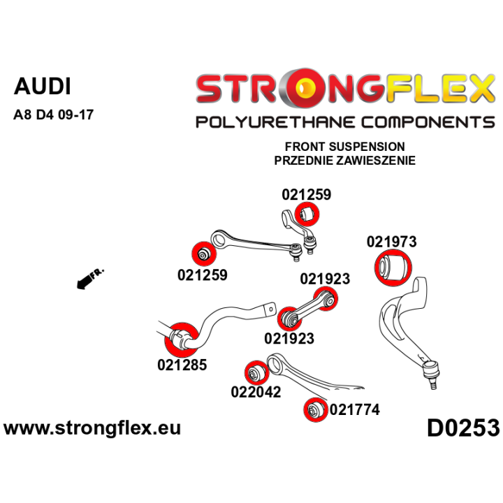 021259B: Tuleja wahacza przedniego górnego Strongflex