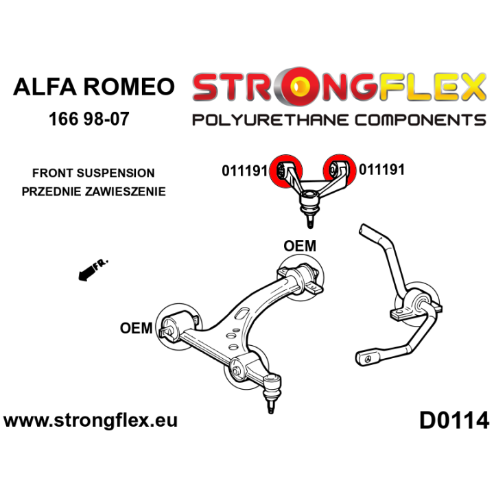 011191A: Tuleja wahacza przedniego górnego SPORT Strongflex