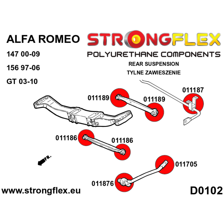 011189A: Tuleja wahacza tylnego poprzecznego tylnego SPORT Strongflex