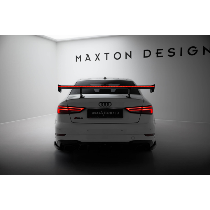 Karbonowy Spoiler Z Wewnętrznymi Wspornikami + LED Audi A3 / A3 S-Line / S3 / RS3 Sedan 8V / 8V Facelift