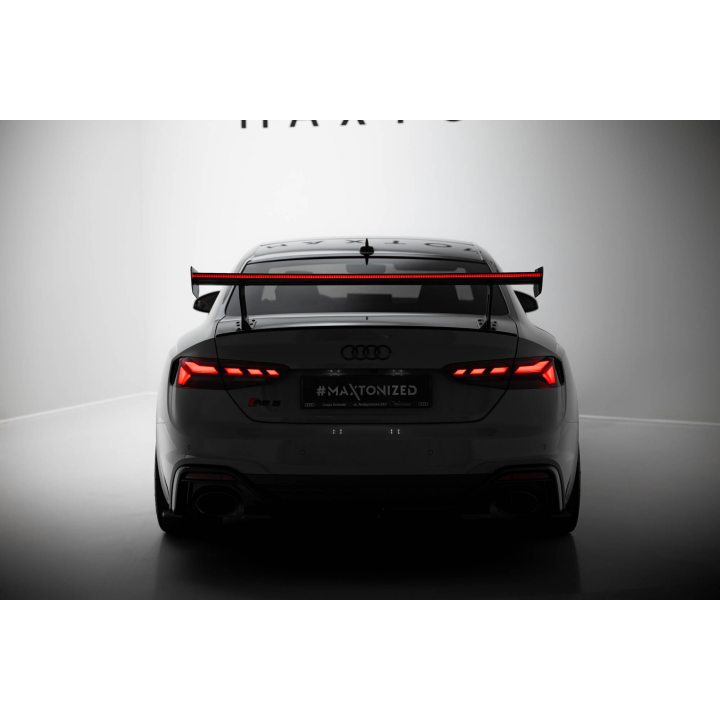 Karbonowy Spoiler Z Zewnętrznymi Wspornikami  V.1+ LED Audi A5 / A5 S-Line / S5 / RS5 Coupe F5 / F5 Facelift
