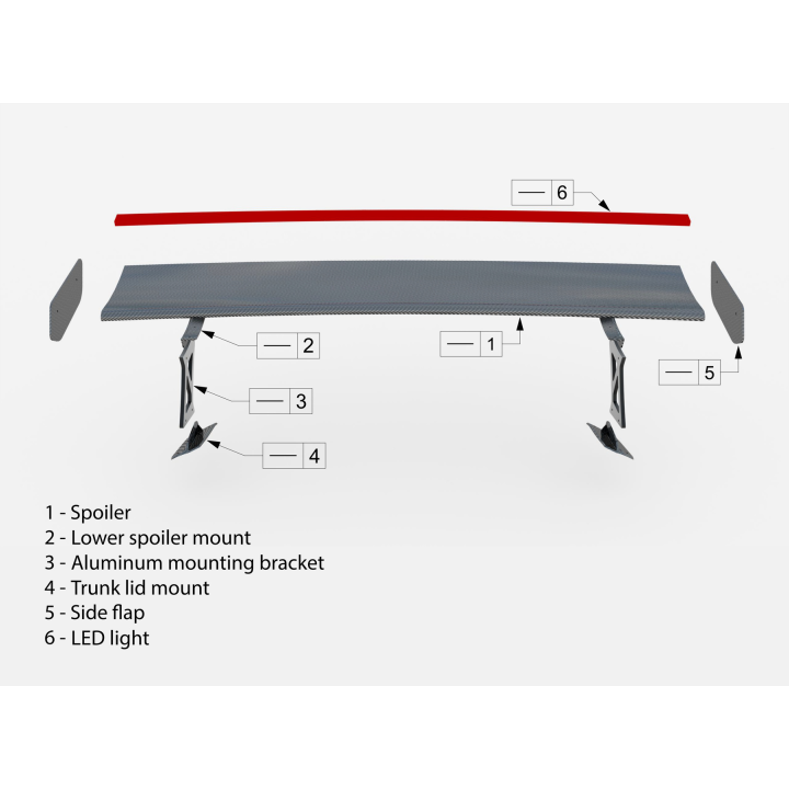 Karbonowy Spoiler Z Zewnętrznymi Wspornikami + Światło LED BMW M2 G87 / M240i / 2 M-Pack / 2 Standard G42